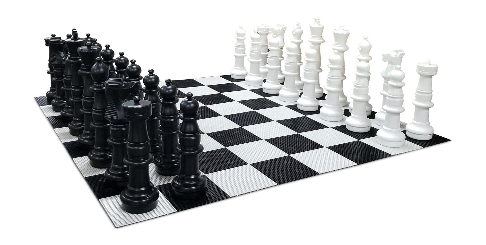 Plastic Folding 20” Chess Board And Black And White Medieval Chess