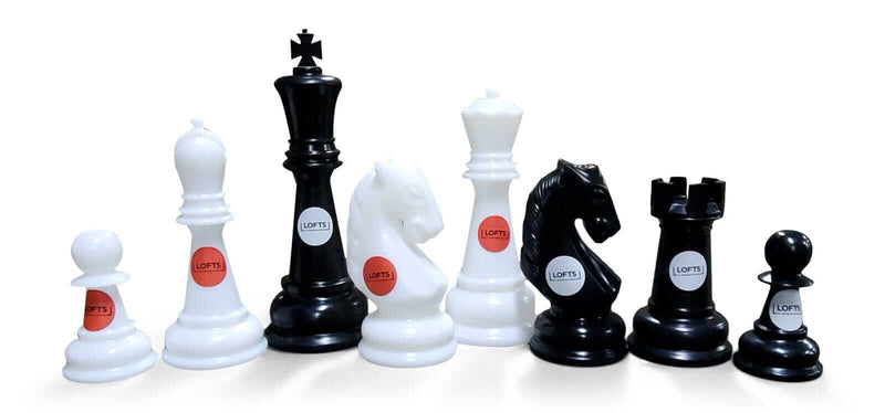 MegaChess 38-Inch Perfect Chess Set | Add Your Logo / Black and White | MegaChess.com