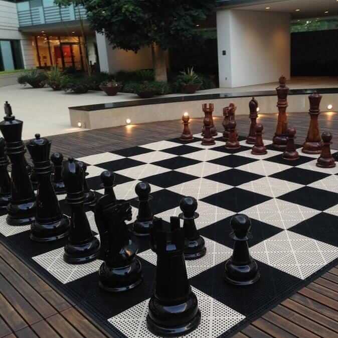 Mega Chess Custom Color Commercial Grade Roll Up Giant Chess Board with 24 Inch Squares and Optional Safety Edge Ramps