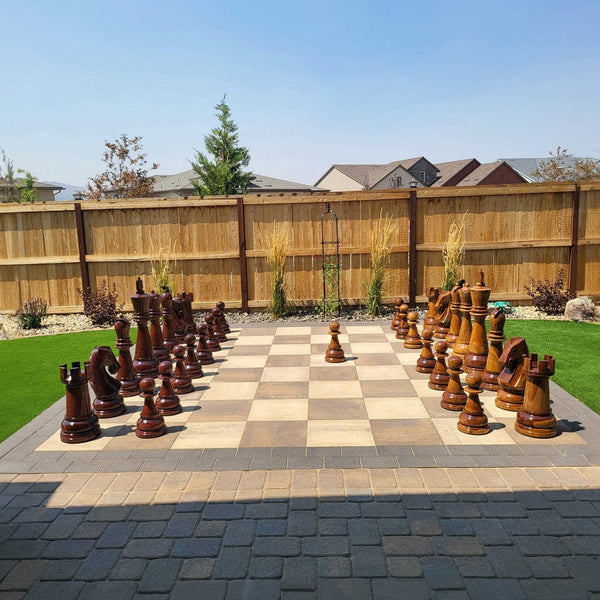 Mega Chess Giant Chess Sets MegaChess 24 Inch Hand Carved Teak Giant Chess Set