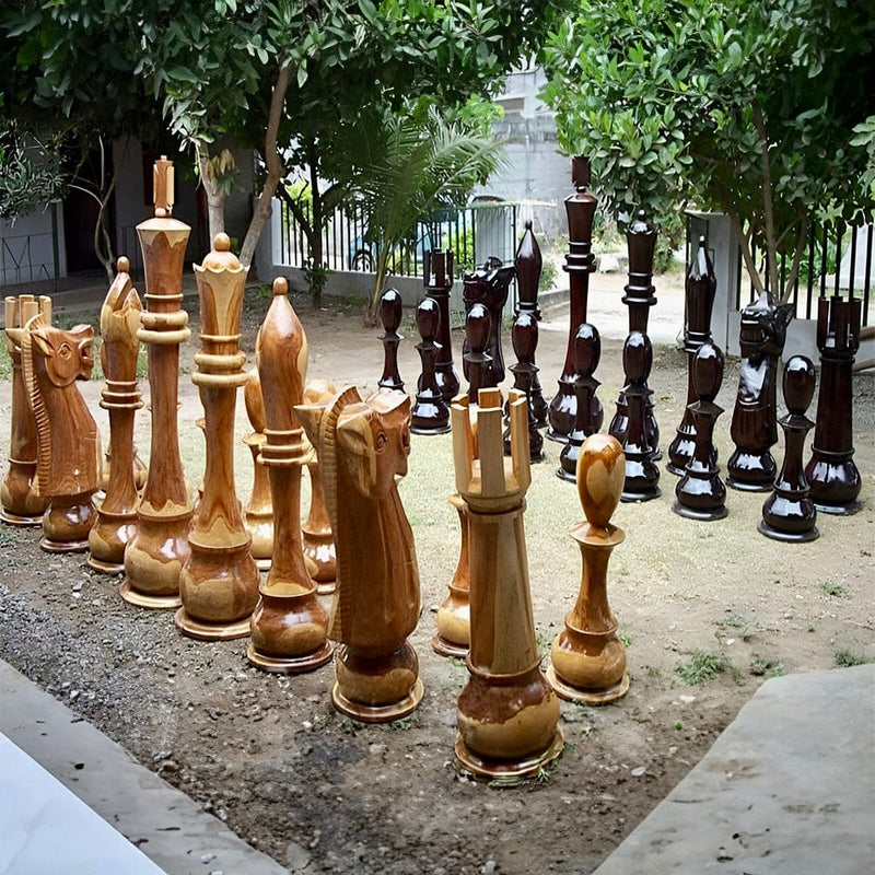 Mega Chess Giant Chess Sets MegaChess 72 Inch Teak Giant Chess Set