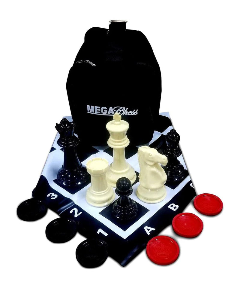 MegaChess Board Games MP08C - Add Checkers and Storage Bag MegaChess Plastic 8 Inch Giant Chess Set