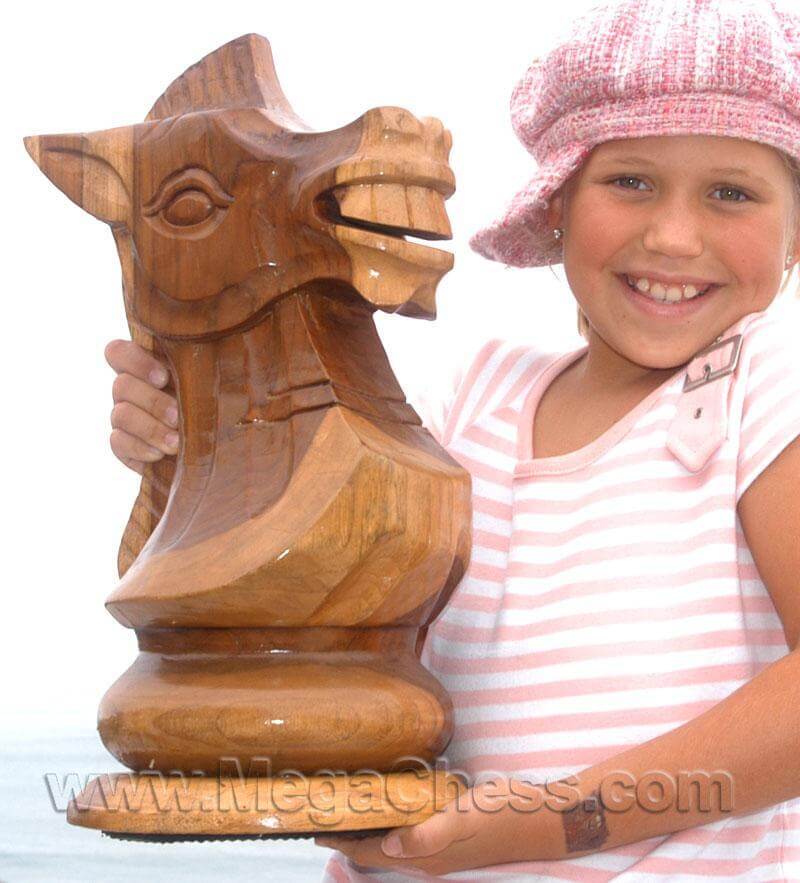 Mega Chess Buy Individual Chess Pieces MegaChess 16 Inch Light Teak Knight Giant Chess Piece