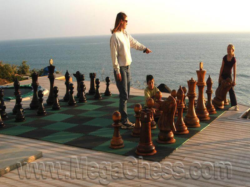 Mega Chess Giant Chess Sets MegaChess 36 Inch Teak Giant Chess Set