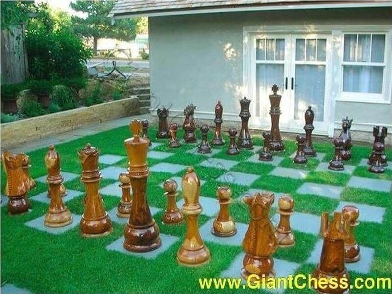 Mega Chess Giant Chess Sets MegaChess 36 Inch Teak Giant Chess Set