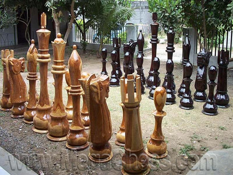 Mega Chess Giant Chess Sets MegaChess 72 Inch Teak Giant Chess Set