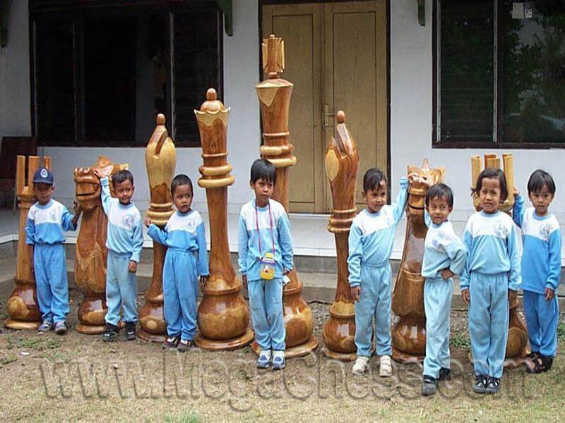 Mega Chess Giant Chess Sets MegaChess 72 Inch Teak Giant Chess Set