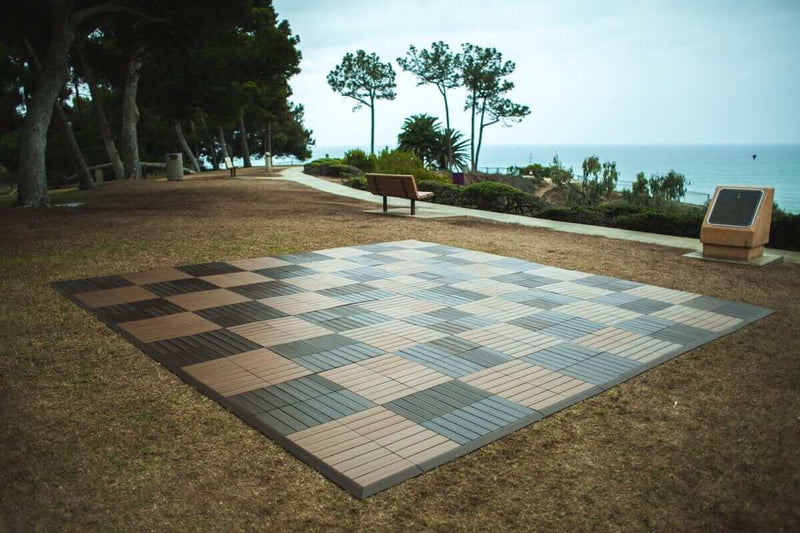 Mega Chess w/ Safety Edge Ramps MegaChess Commercial Grade Synthetic Wood Giant Chess Board 24 Inch Squares Optional Safety Edge Ramps