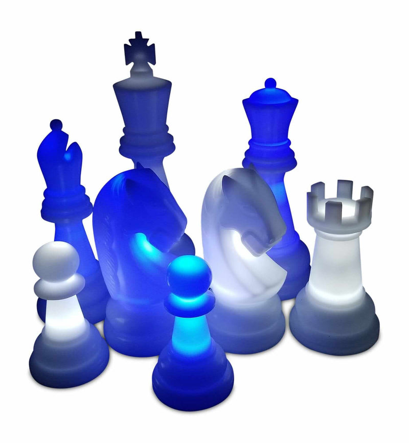 MegaChess Floor Games Blue/White MegaChess 48 Inch Perfect LED Giant Chess Set - Option 2 - Night Time Only Set