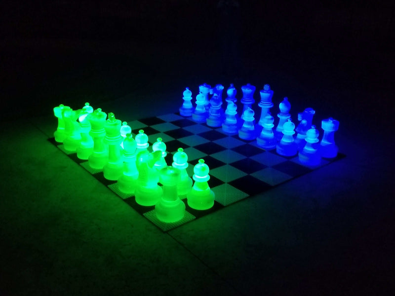 MegaChess Floor Games Green/Blue MegaChess 25 Inch Plastic LED Giant Chess Set - Option 2 - Night Time Only Set