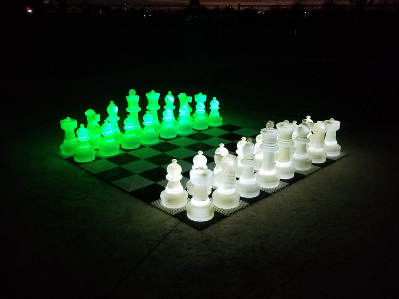 MegaChess Floor Games Green/White MegaChess 25 Inch Plastic LED Giant Chess Set - Option 2 - Night Time Only Set