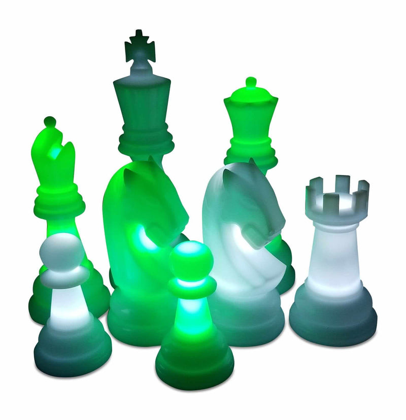 MegaChess Floor Games Green/White MegaChess 48 Inch Perfect LED Giant Chess Set - Option 2 - Night Time Only Set