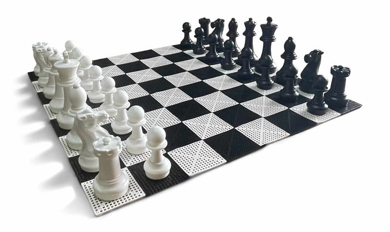 MegaChess Floor Games MegaChess 12 Inch Plastic Giant Chess Set With Commercial Grade Roll-up Chessboard