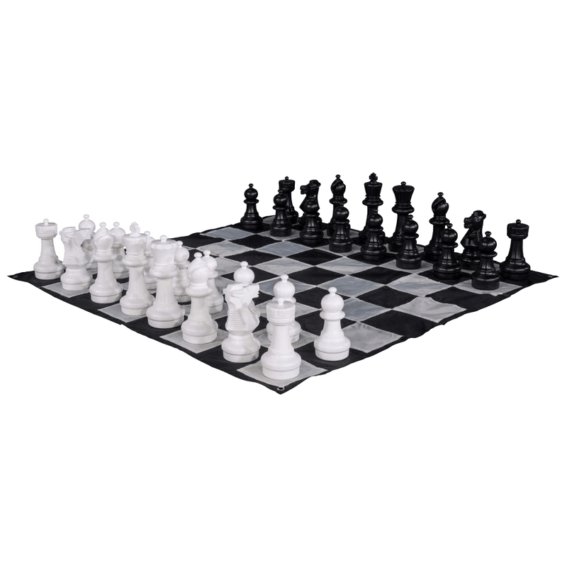 MegaChess Floor Games MegaChess 12 Inch Plastic Giant Chess Set With Quick Fold Nylon Mat