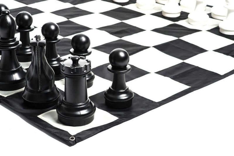 MegaChess Floor Games MegaChess Large Chess Pieces and Large Chess Mat - Black and White - Plastic - 12 inch King