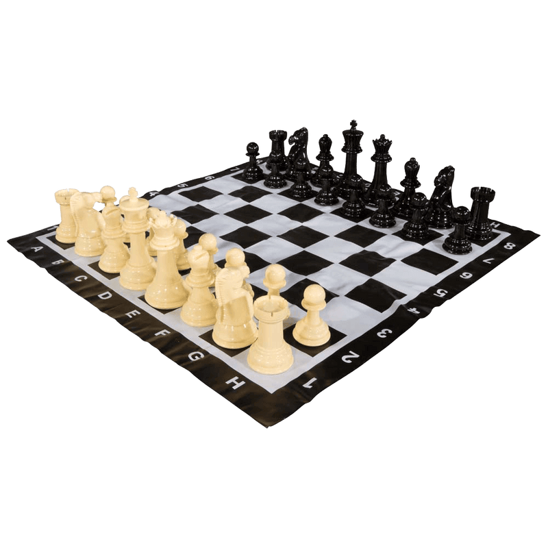 MegaChess Floor Games MEGACHESS Large Chess Set  8-inch King with Large Checkers Set and Giant Vinyl Chess Mat