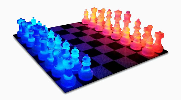 MegaChess Floor Games Red/Blue/Black MegaChess 25 Inch Plastic LED Giant Chess Set - Option 3 - Day and Night Deluxe Set