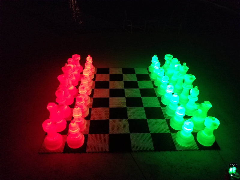 MegaChess Floor Games Red/Green MegaChess 25 Inch Plastic LED Giant Chess Set - Option 2 - Night Time Only Set