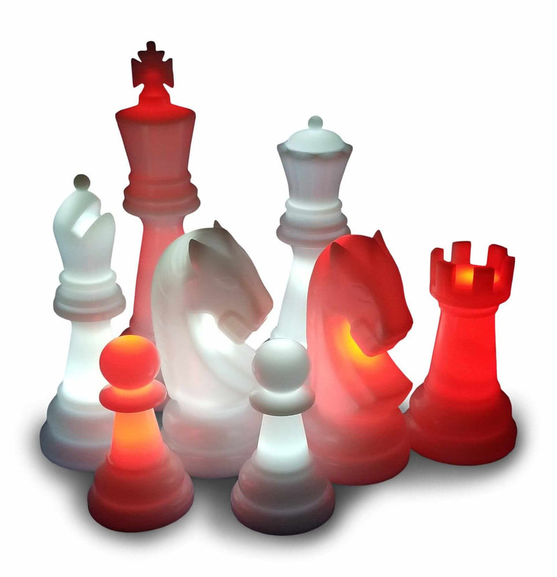 MegaChess Floor Games Red/White MegaChess 48 Inch Perfect LED Giant Chess Set - Option 2 - Night Time Only Set