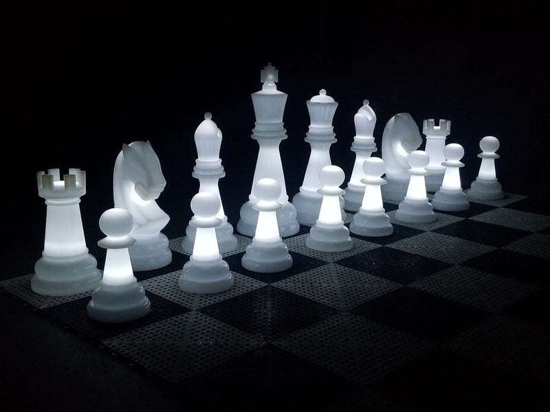 MegaChess Floor Games White MegaChess 48 Inch Perfect Light-up LED Giant Chess Set - Option 1 - Day and Night Value Set